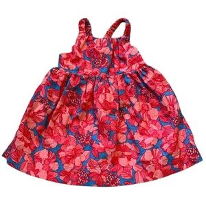 GAP Baby Ruched Sundress Linen CottonPink and Blue Floral Size 12-18 M